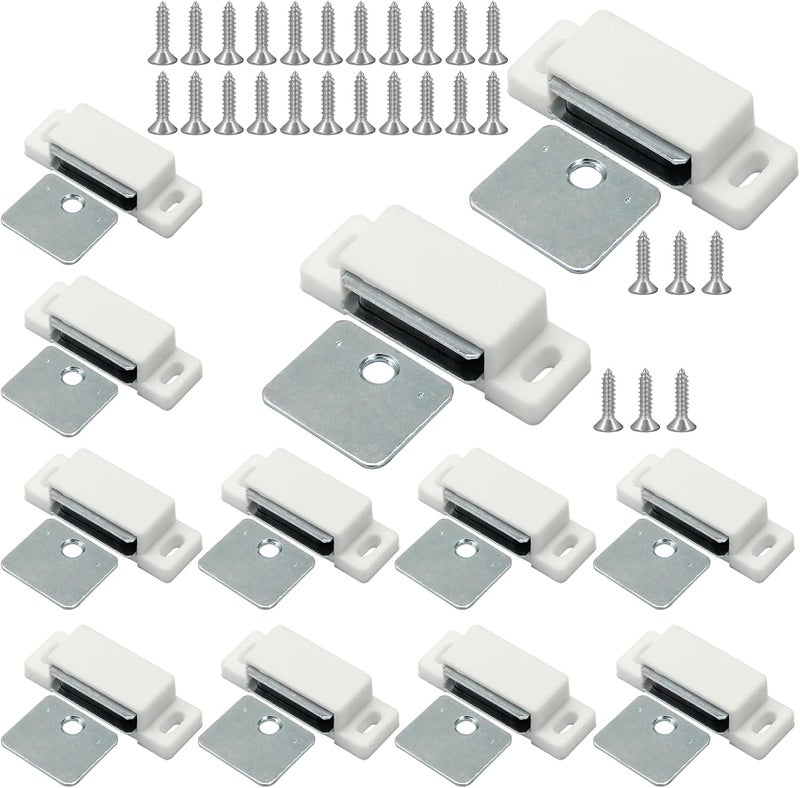 Jersvimc 12Pcs Cabinet Door Magnets Catch Magnetic Door Catch, Magnetic Shutter Hardware Drawer Magnet Latch Cabinet Magnets for Closure Cupboard Closet Bathroom(White) - Image 1